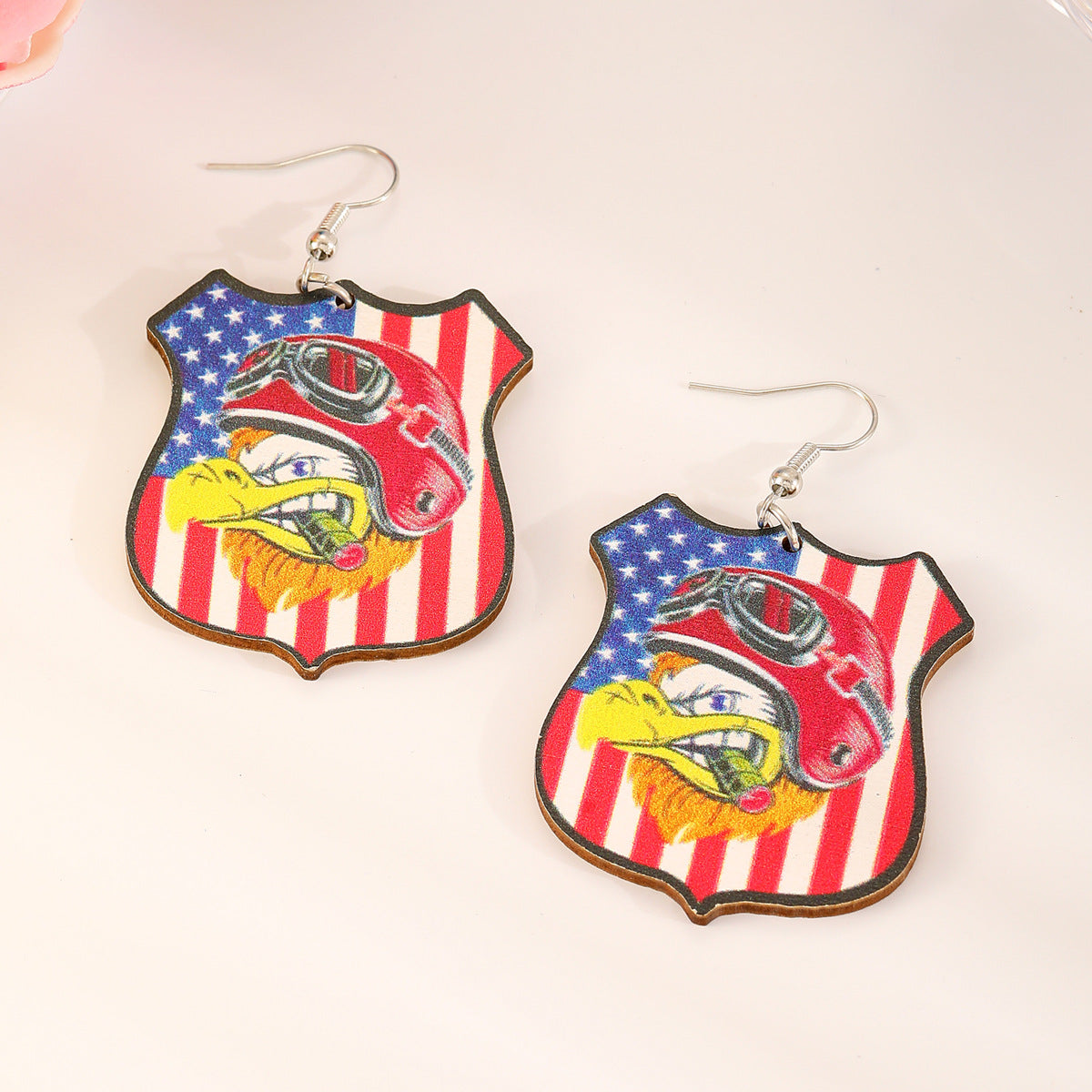 Pendientes de Madera Geométricos Minimalistas Estampados para Mujer