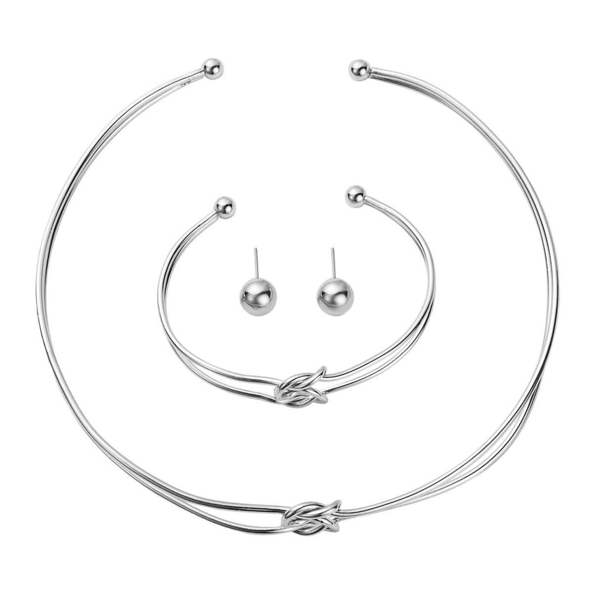 Set di collana girocollo da donna in ferro geometrico circolare in stile punk con finitura galvanizzata