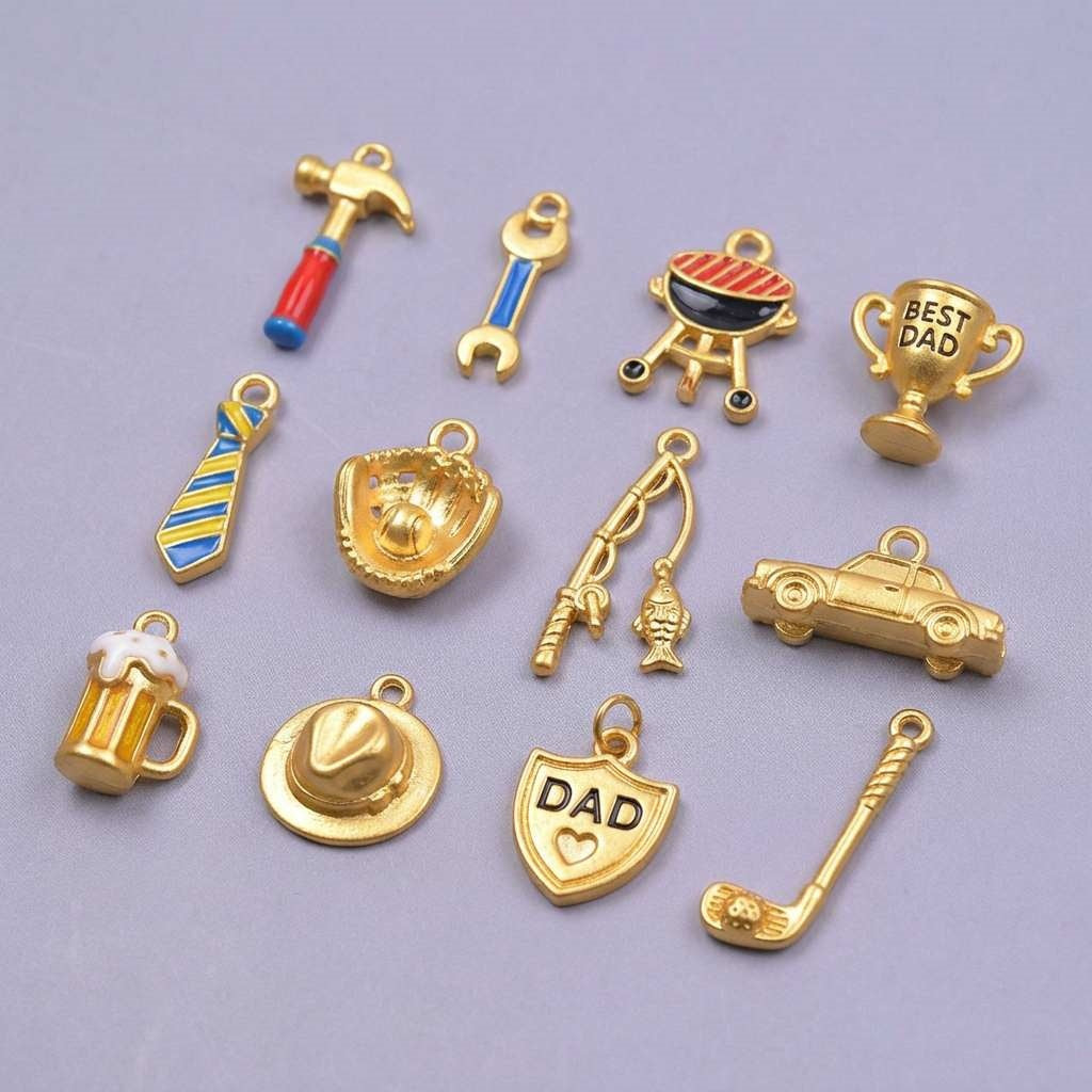 Vintage Sporty 18K Gold Plated Stainless Steel Tool Pendant Charm Bar for Men