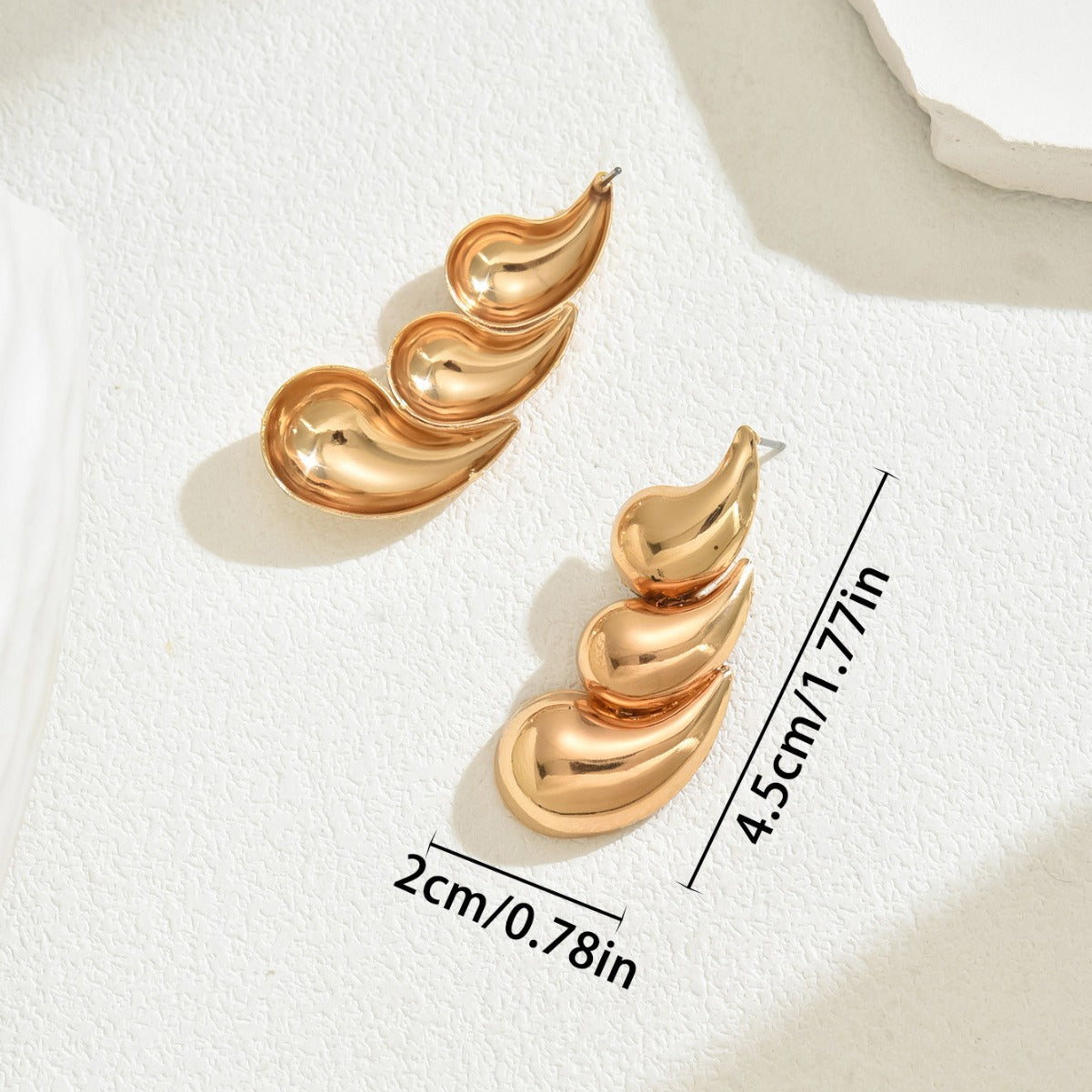 Minimalist Geometric Drop Earrings for Women in Zinc Alloy with Electroplated Finish, Rhombus and Teardrop Shape
