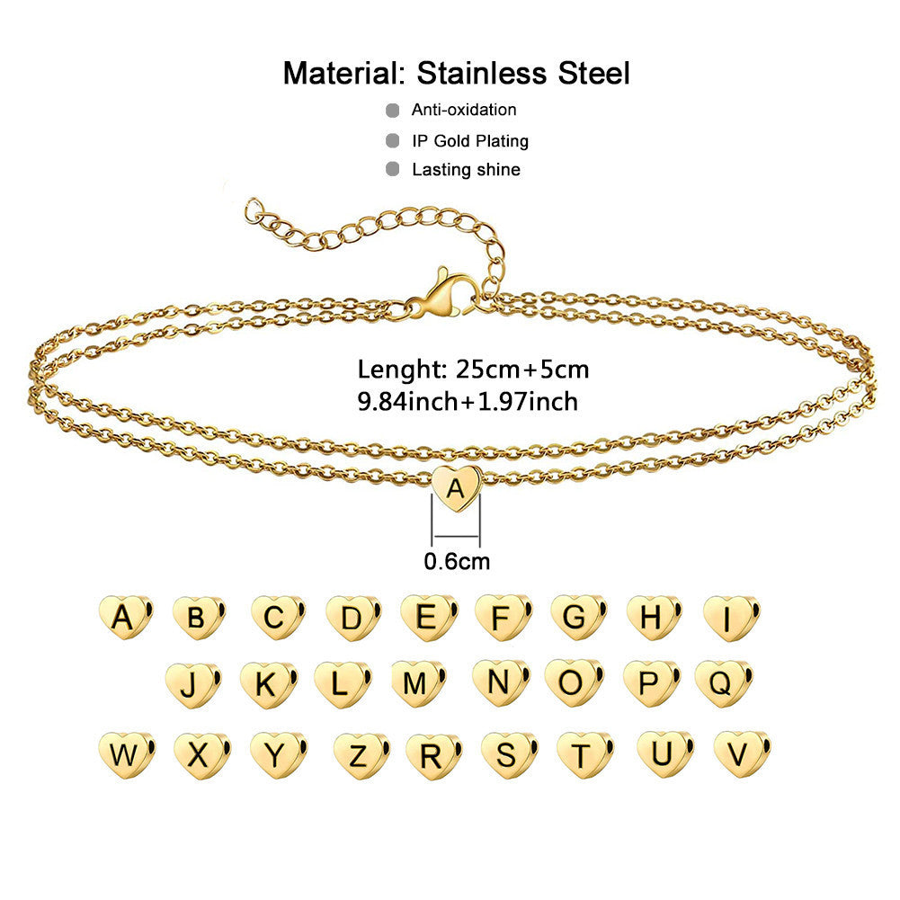 Minimalist Letter Shape Titanium Steel Bracelet with Vacuum Plating for Women and Men, Elegant Geometric Alphabet Charm Jewelry Gift