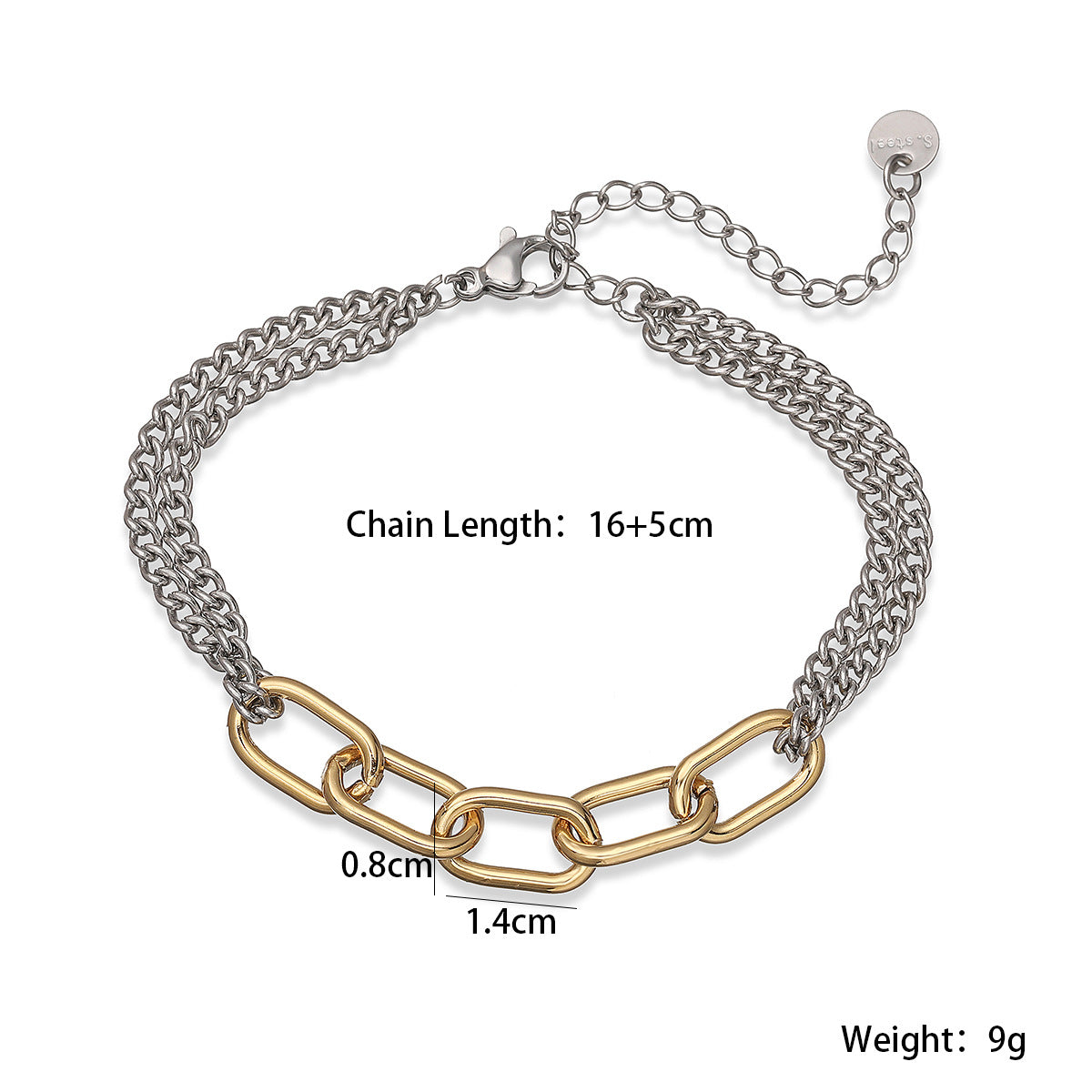 Geometric Gold Plated Stainless Steel Bracelet for Women