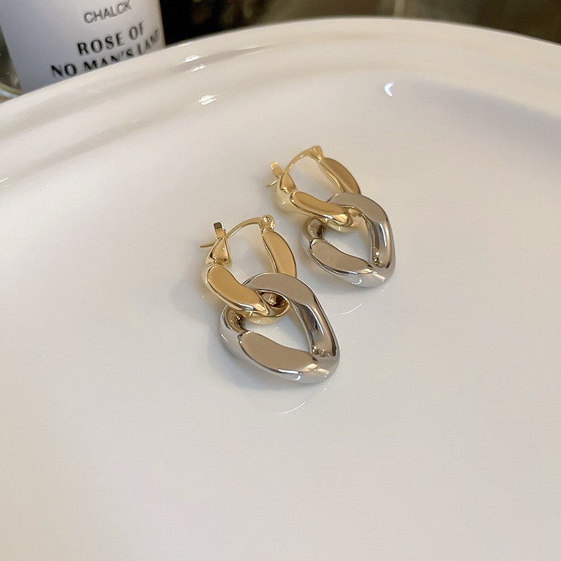 Aretes Geométricos Minimalistas de Cobre con Acabado Chapado para Mujer Pendientes Modernos y Versátiles