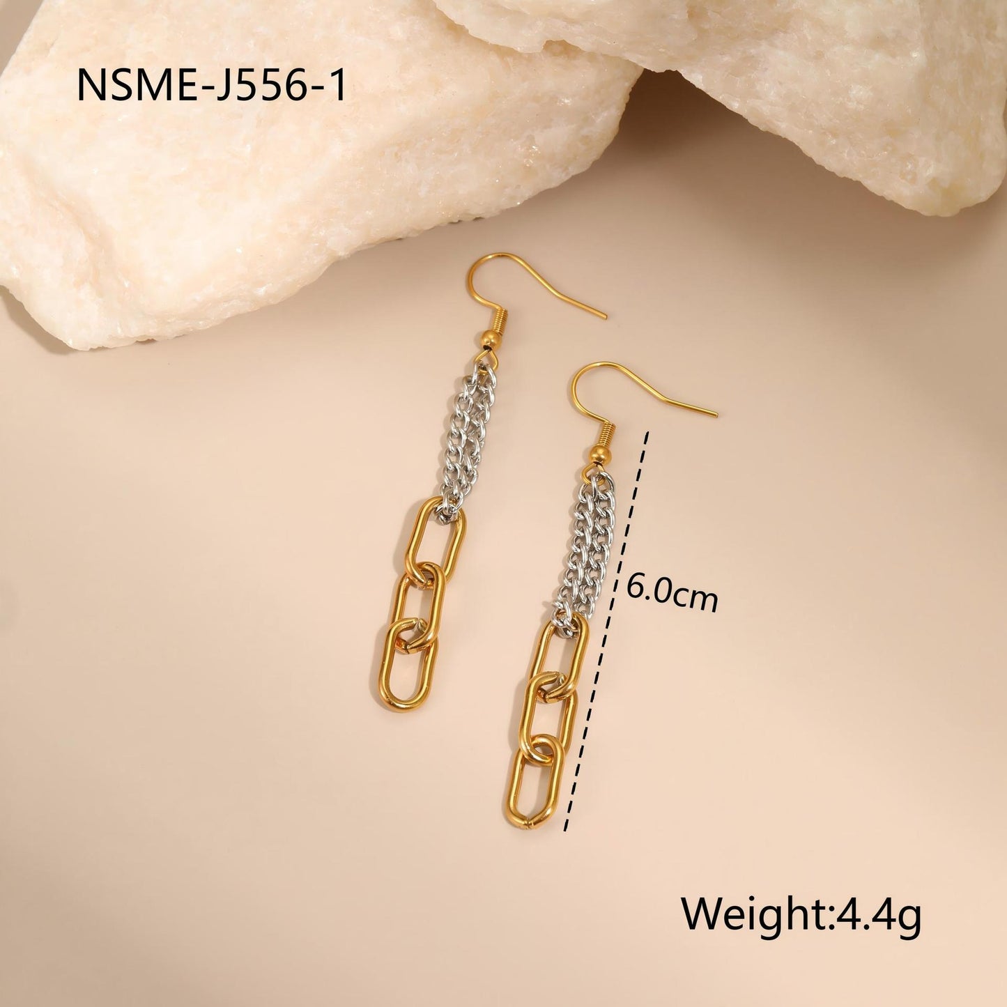Collar de acero inoxidable con diseño geométrico y cadena chapada en oro y plata para mujer