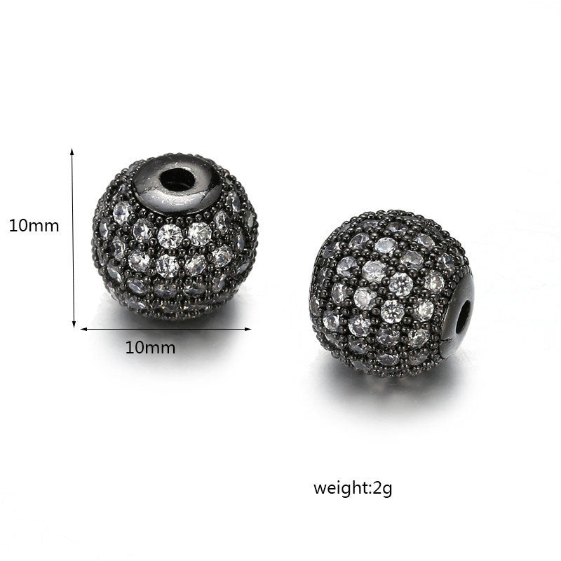 Brass Gold Plated Round Cubic Zirconia Ball Pendant Bead Charm