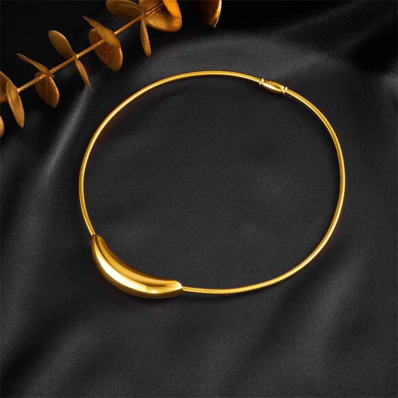 Minimalist Round Titanium Steel Necklace with Plated Finish for Women