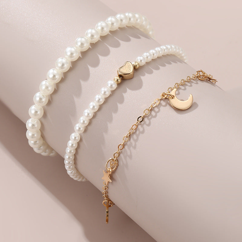 Set di bracciali con stella minimalista in lega per ragazze, gioielli fatti a mano con perline