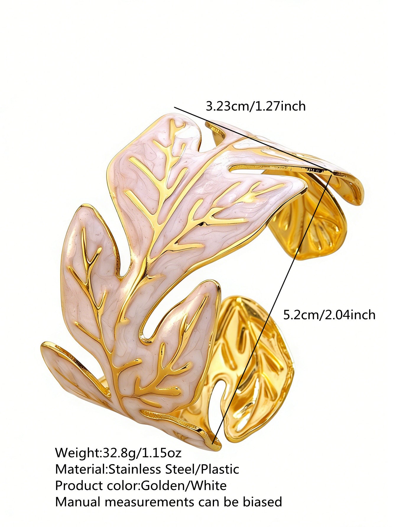 Elegante Pulsera Abierta de Lujo Floral con Esmalte de Aceite de Acero Inoxidable y Titanio con Cereza
