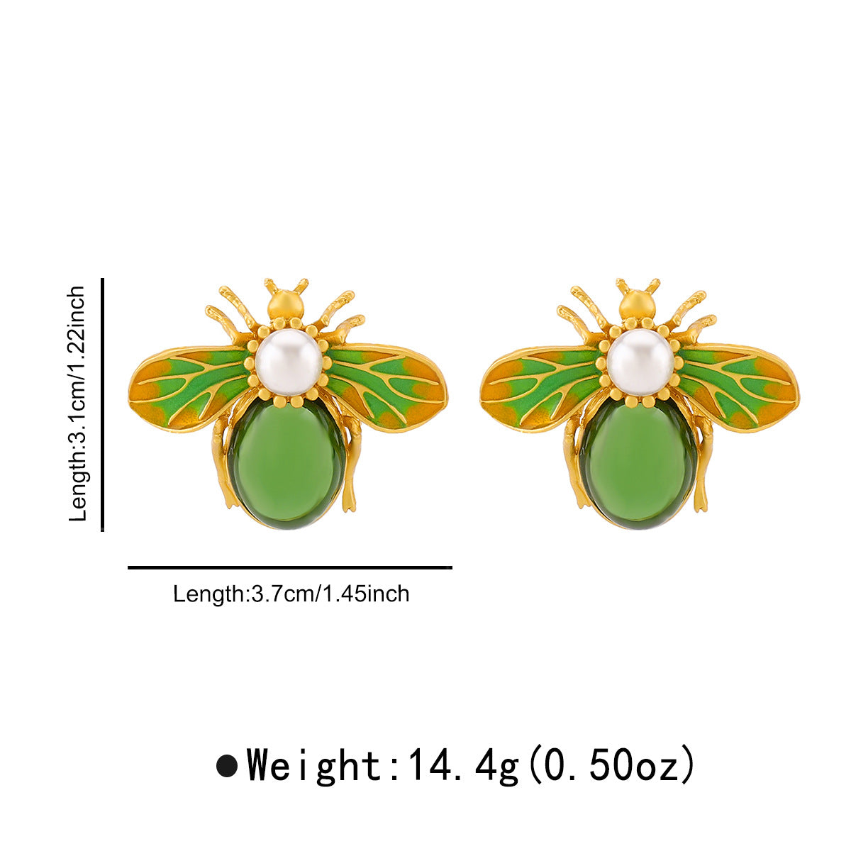 Pendientes de esmalte con forma de insecto de inspiración vintage con pedrería y perlas simuladas para mujer