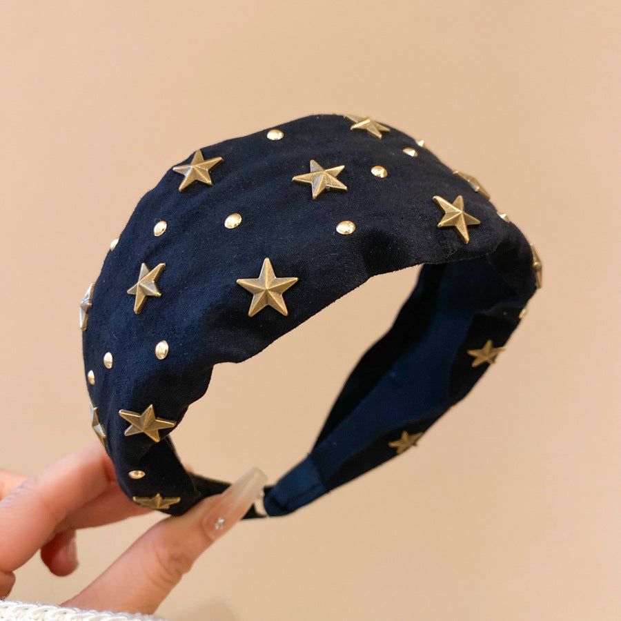 Diadema de perlas minimalista para mujer con estilo retro de otoño e invierno, diadema de tela redonda para peinado de corona alta, accesorio elegante para uso diario en la oficina