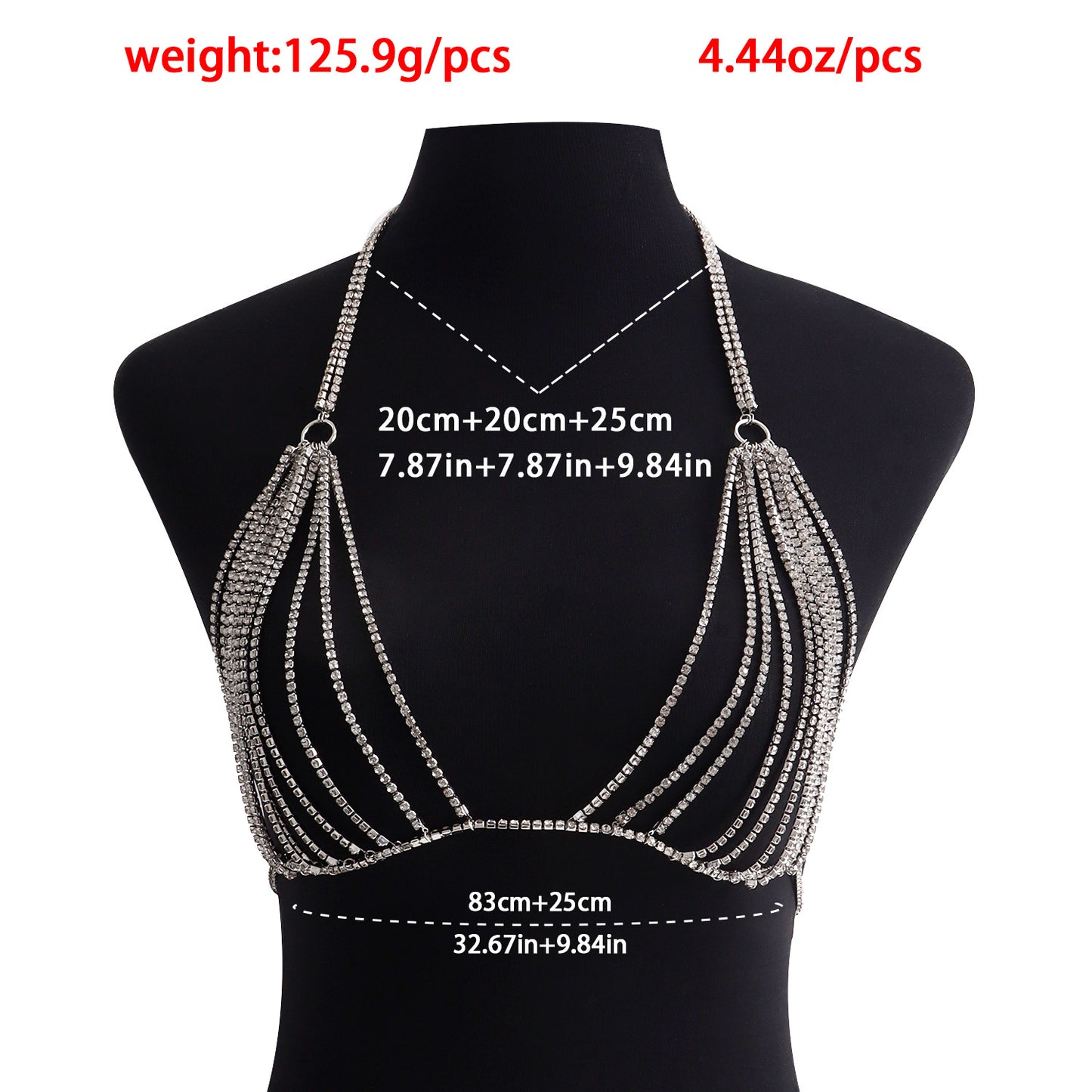 Sexy Bohemian-Style Body Chain for Women with Rhinestone Accents and Plated Alloy Construction