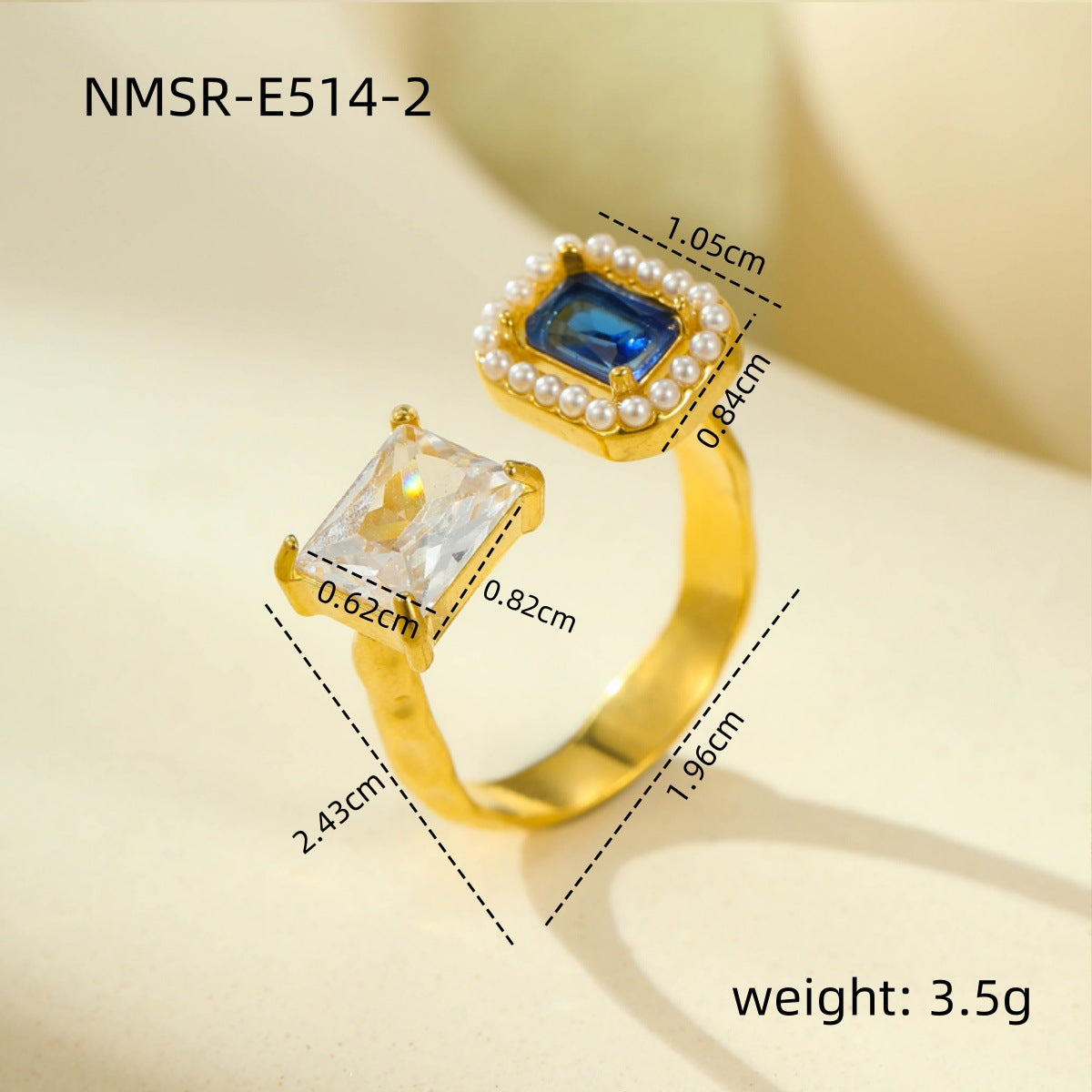 Anello Minimalista Geometrico in Acciaio Inossidabile con Cuore di Strass per Donna