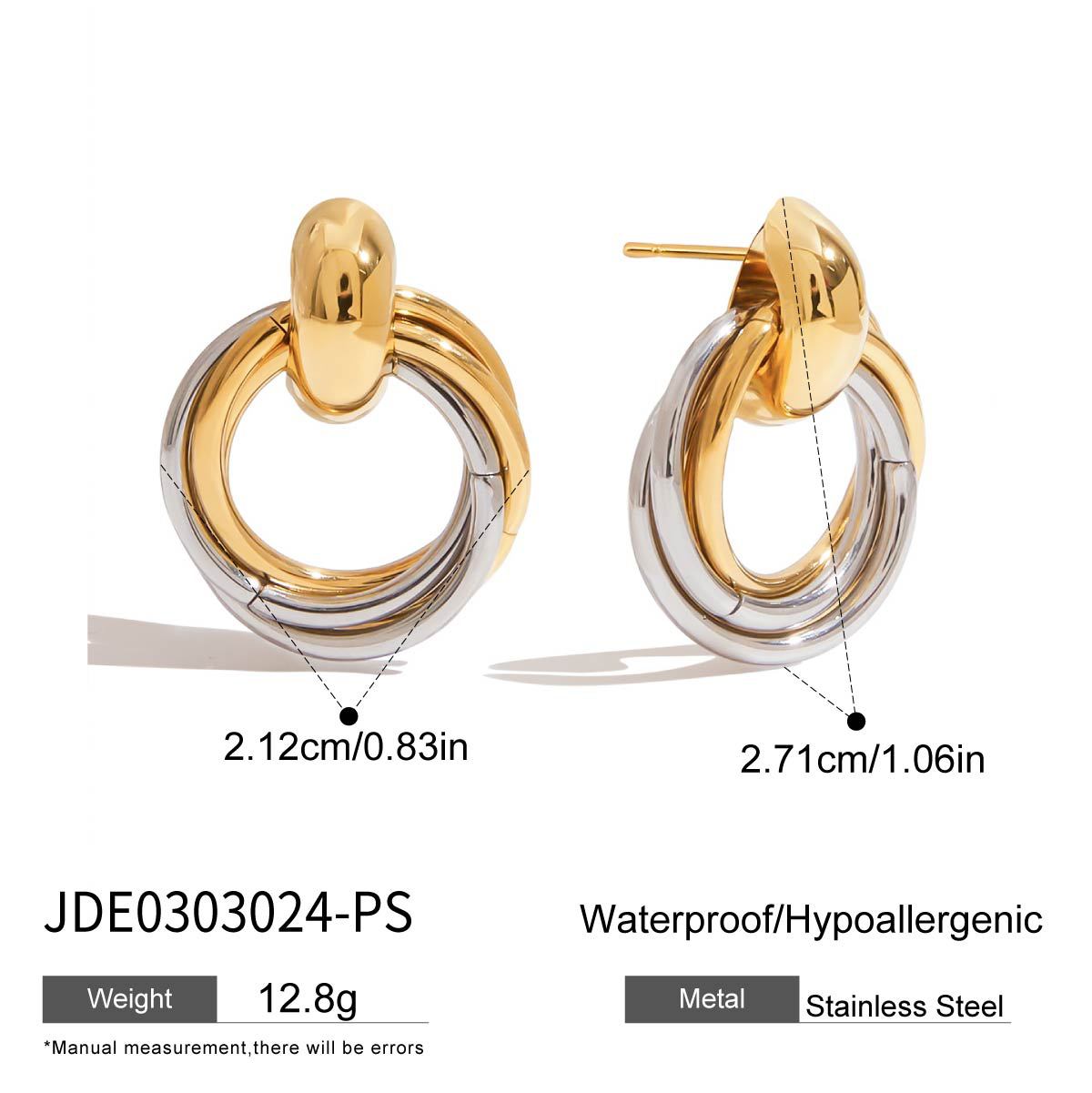 Minimalist Round Geometric Plated Stainless Steel Earrings for Women