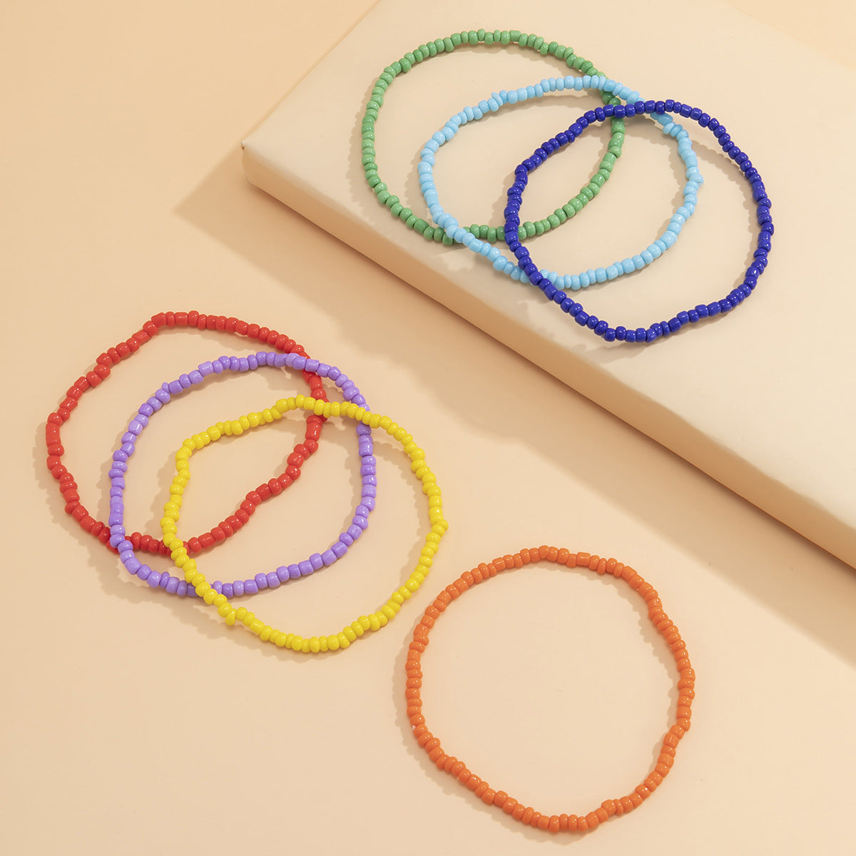 Bohemian Minimalist Geometric Gradient Resin Beaded Bracelet for Women