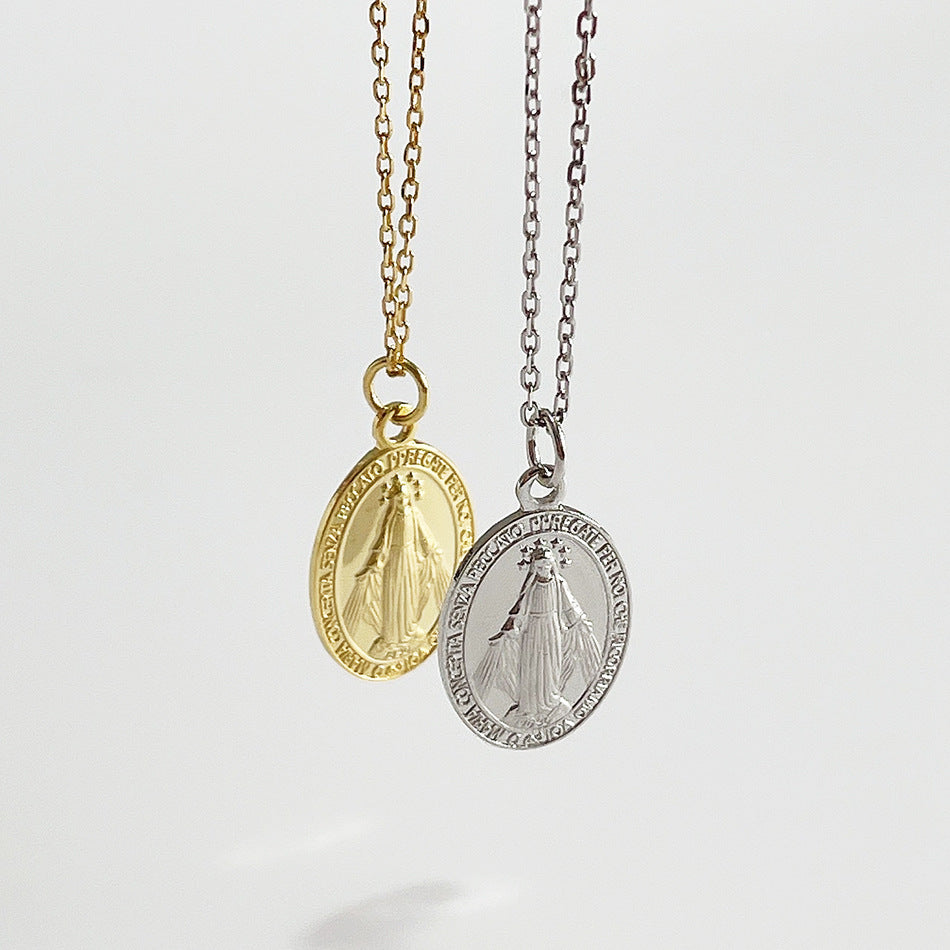 Vintage Minimalist 925 Sterling Silver Round Pendant Ball Chain Necklace