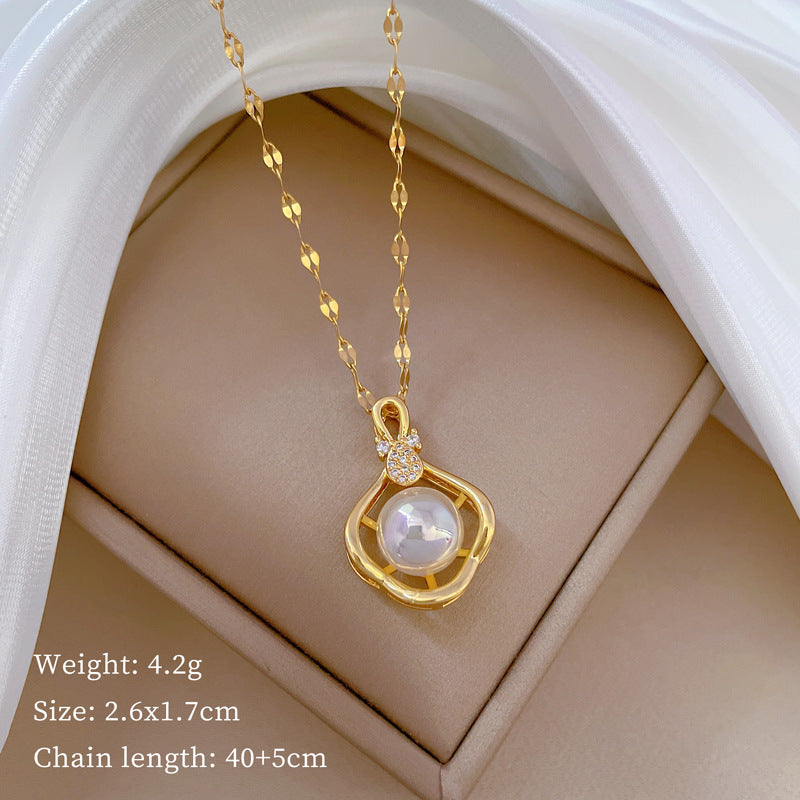 Geometric Minimalist Titanium Steel Necklace with Copper Pendant Plated in Real Gold Irregular Chain