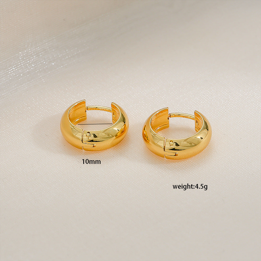 Pendientes de aro geométricos chapados en oro de acero de titanio minimalista para mujer, moda unisex, uso diario
