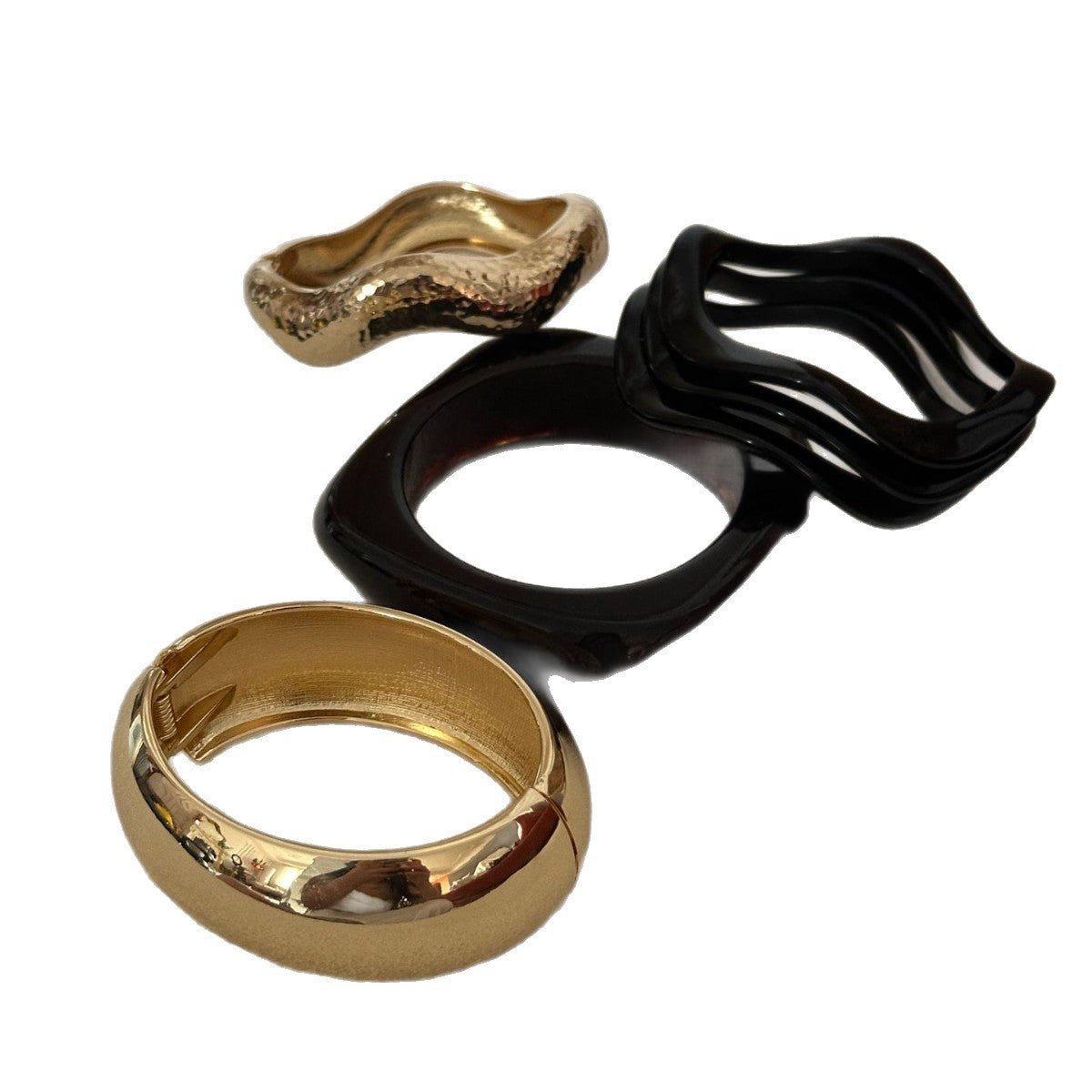 Vintage Geometric Alloy Plated Wide Cuff Bracelet for Women
