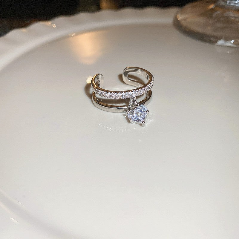 Anello elegante e geometrico ispirato alle perle con intarsio in zircone da donna, anello minimalista alla moda da dito indice, gioielli di lusso per le mani