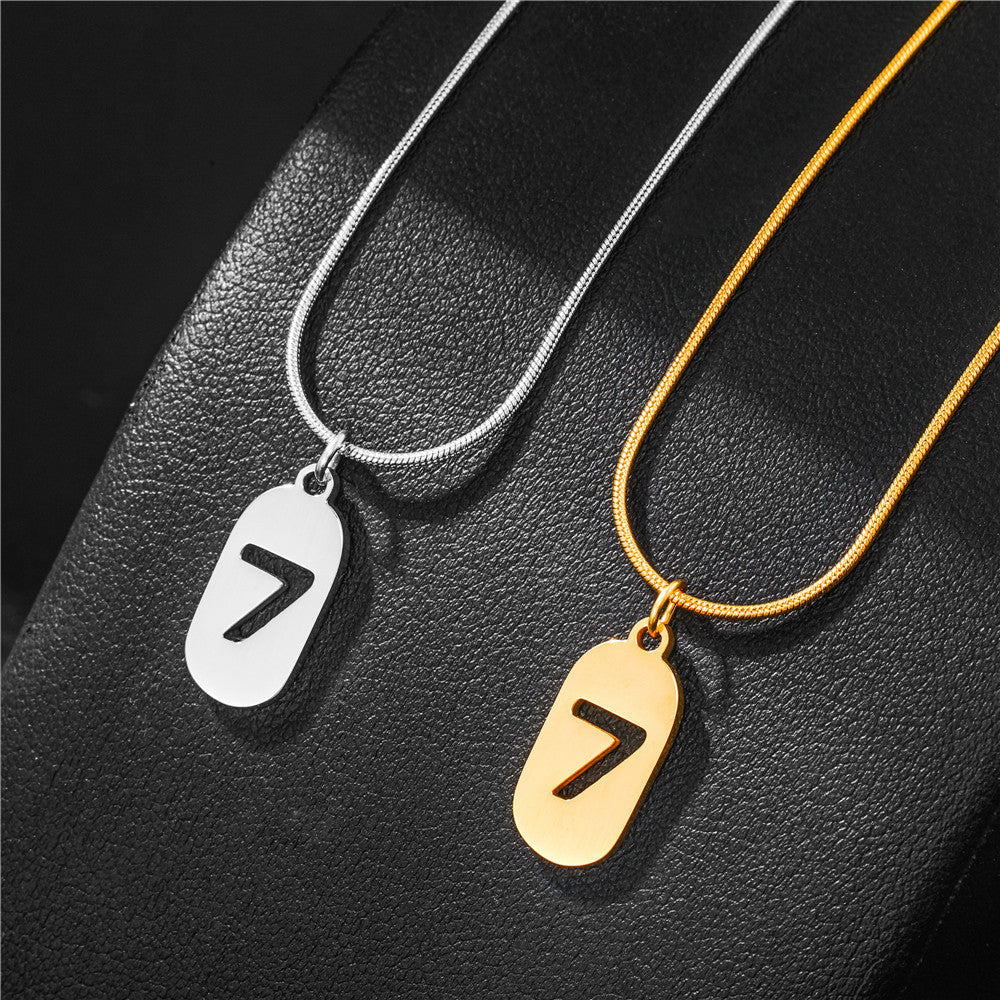 Minimalist Lucky Number 7 Titanium Steel Necklace for Women