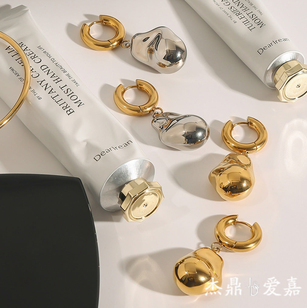 Luxury Elegant Geometric Round Plated Stainless Steel Earrings for Women