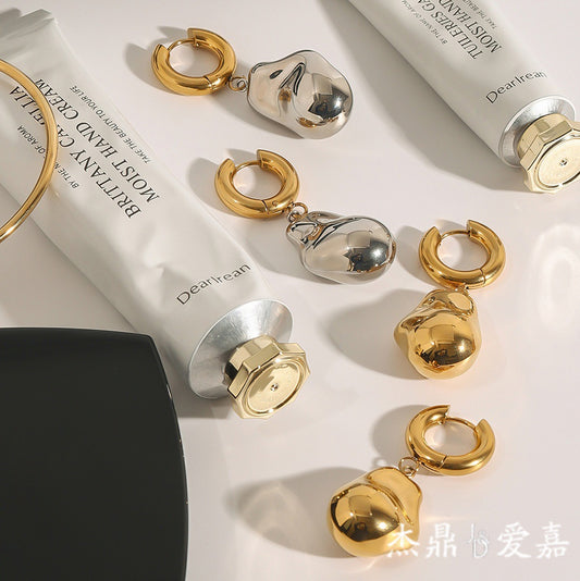 Luxury Elegant Geometric Round Plated Stainless Steel Earrings for Women