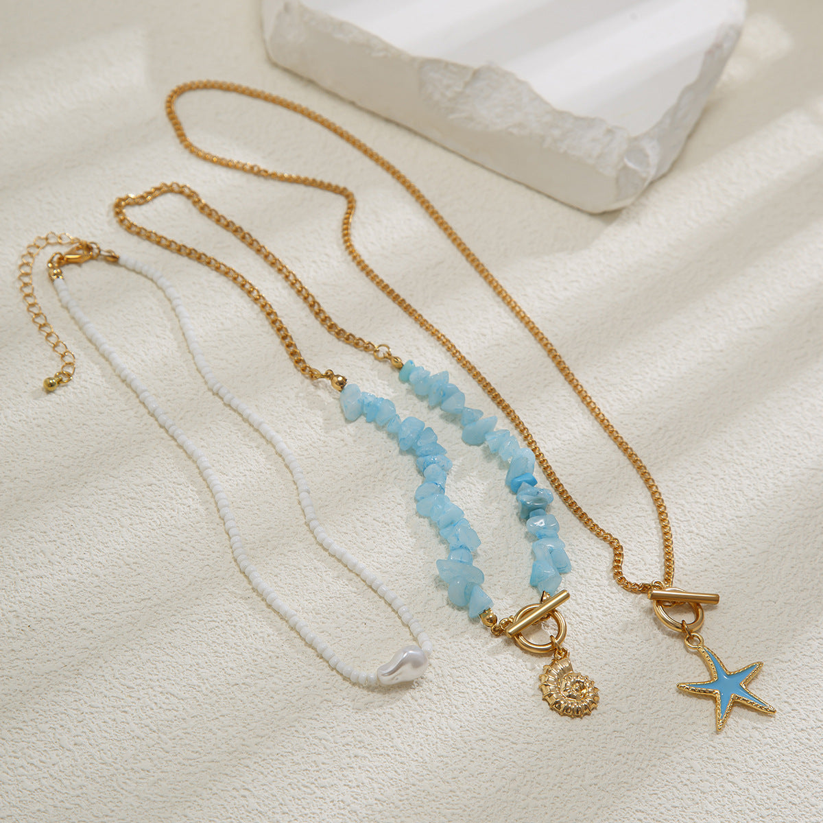Collar con colgante de estrella barroca de aleación con acabado galvanizado para mujer, estilo dopamina dulce y juguetón, joyería de cadena para capas