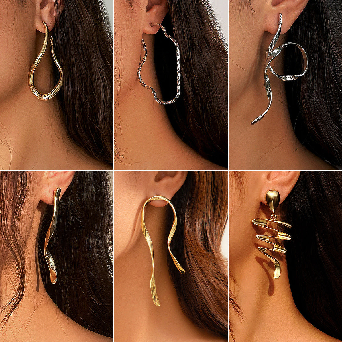 Minimalist Asymmetrical Geometric Long Dangle Earrings in Alloy with Electroplated Finish for Women