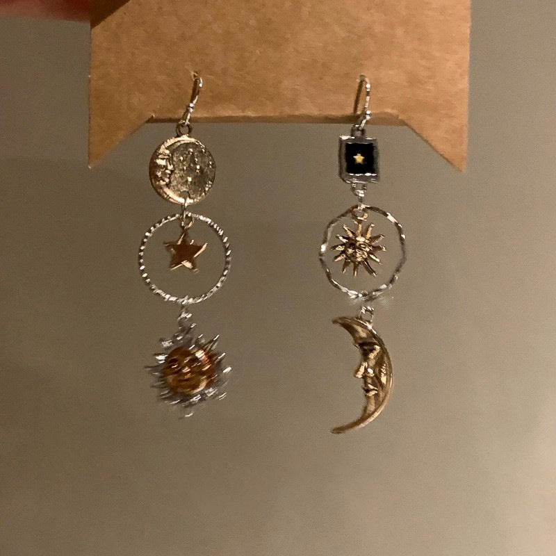 Orecchini a Gancio da Donna Girasole Bohémien Vintage con Placcatura in Lega e Perni in Argento Sterling, Orecchini Minimalisti alla Moda con Design a Motivo Naturale