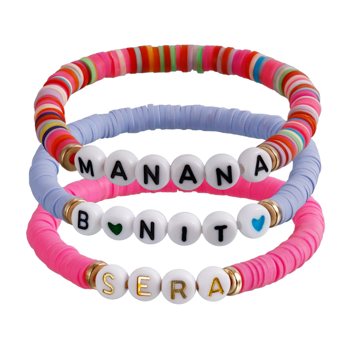 Pulsera de Cuerda Bañada Estilo INS Geométrica con Letras y Dijes de Alfabeto Personalizables
