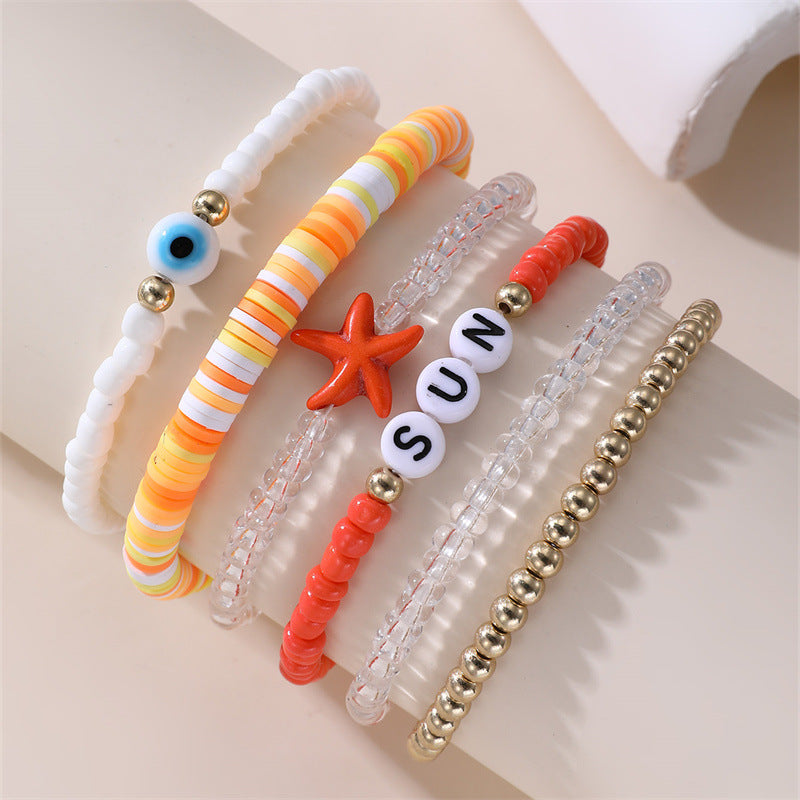 Set braccialetti in resina a forma di stella bohémien a tema oceano e spiaggia per bambine dai 6 ai 10 anni