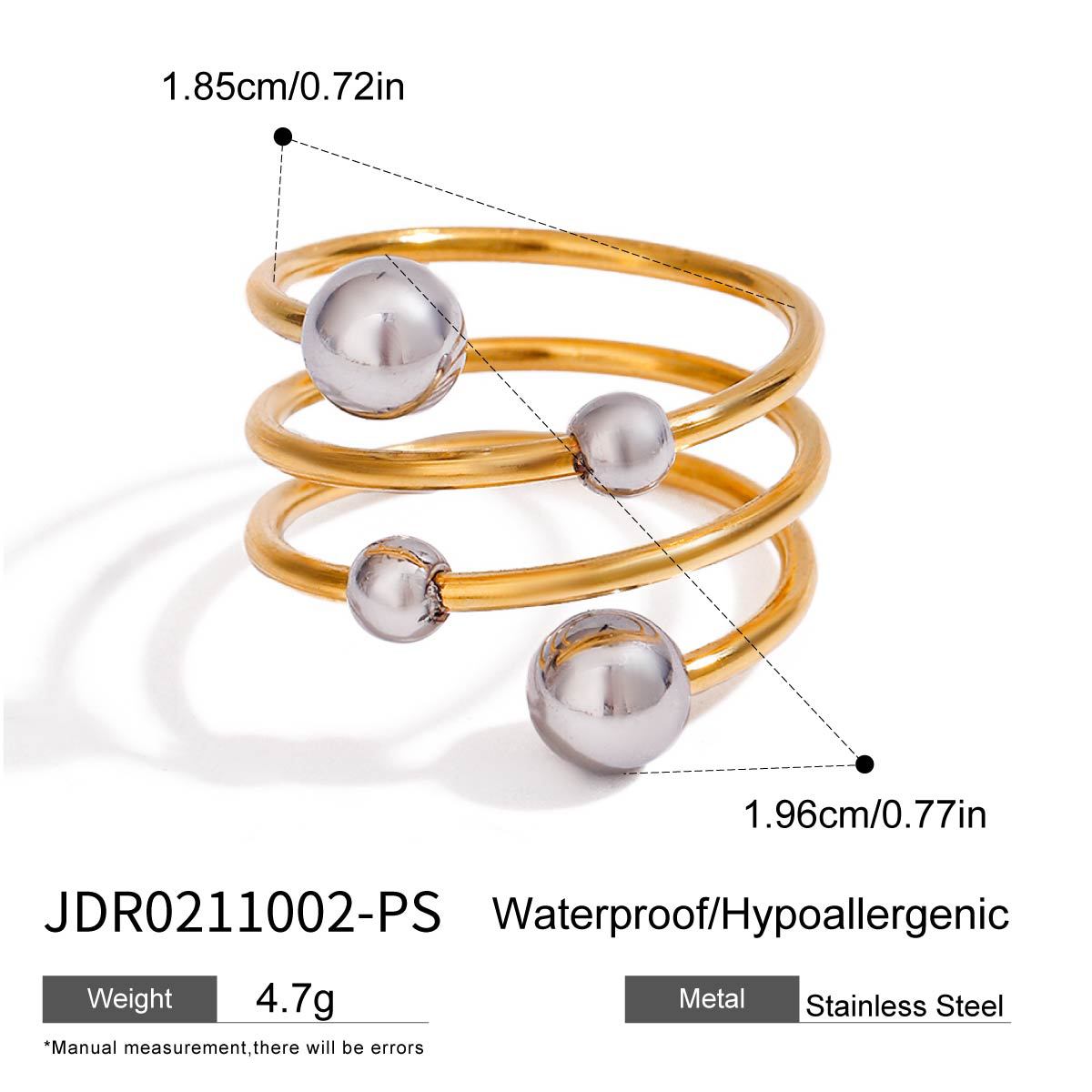Color Block Geometric Stainless Steel and Titanium Steel Plated Ring and Earring Clip Set for Women