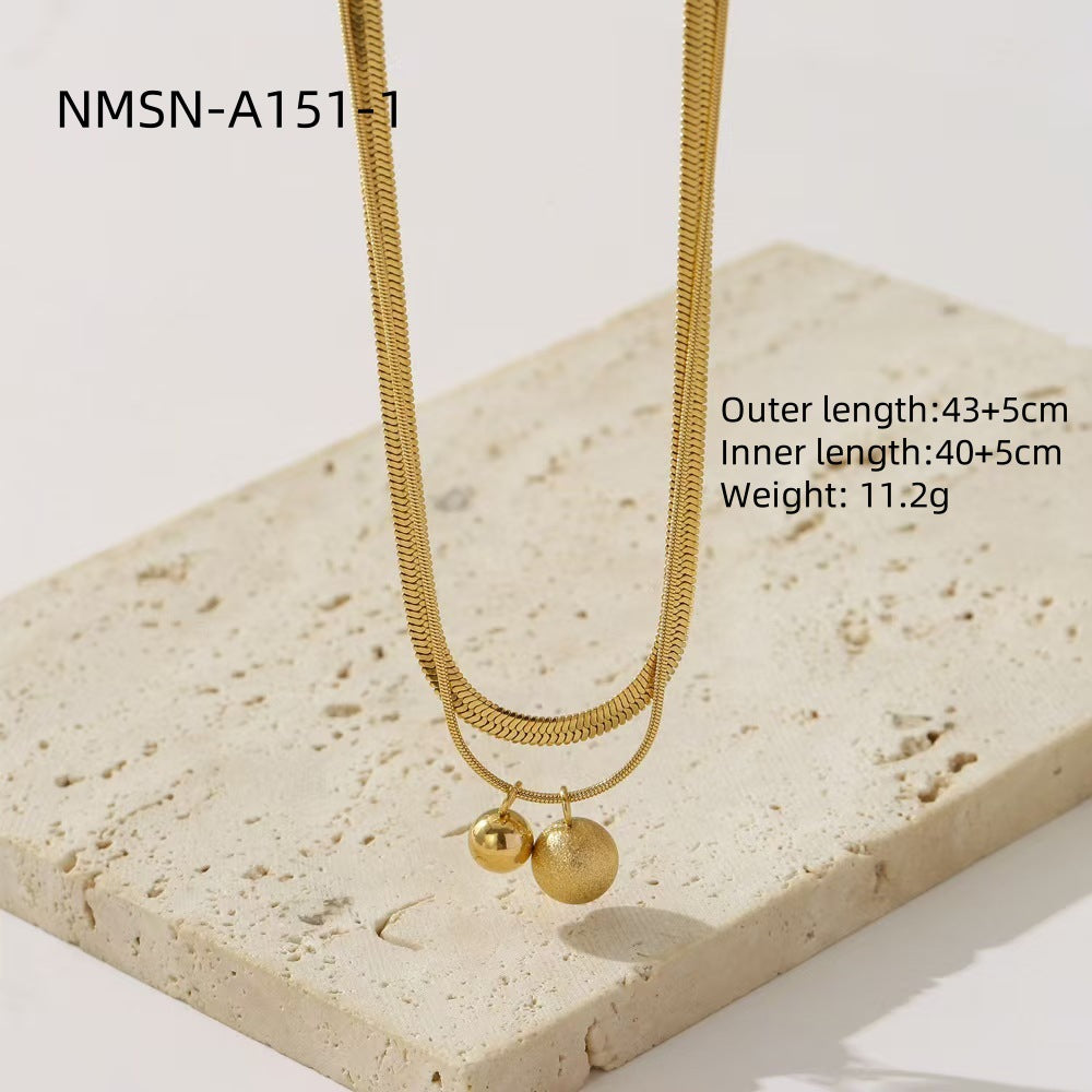 Collana con pendente rotondo geometrico minimalista in acciaio inossidabile placcato oro 18 carati da donna