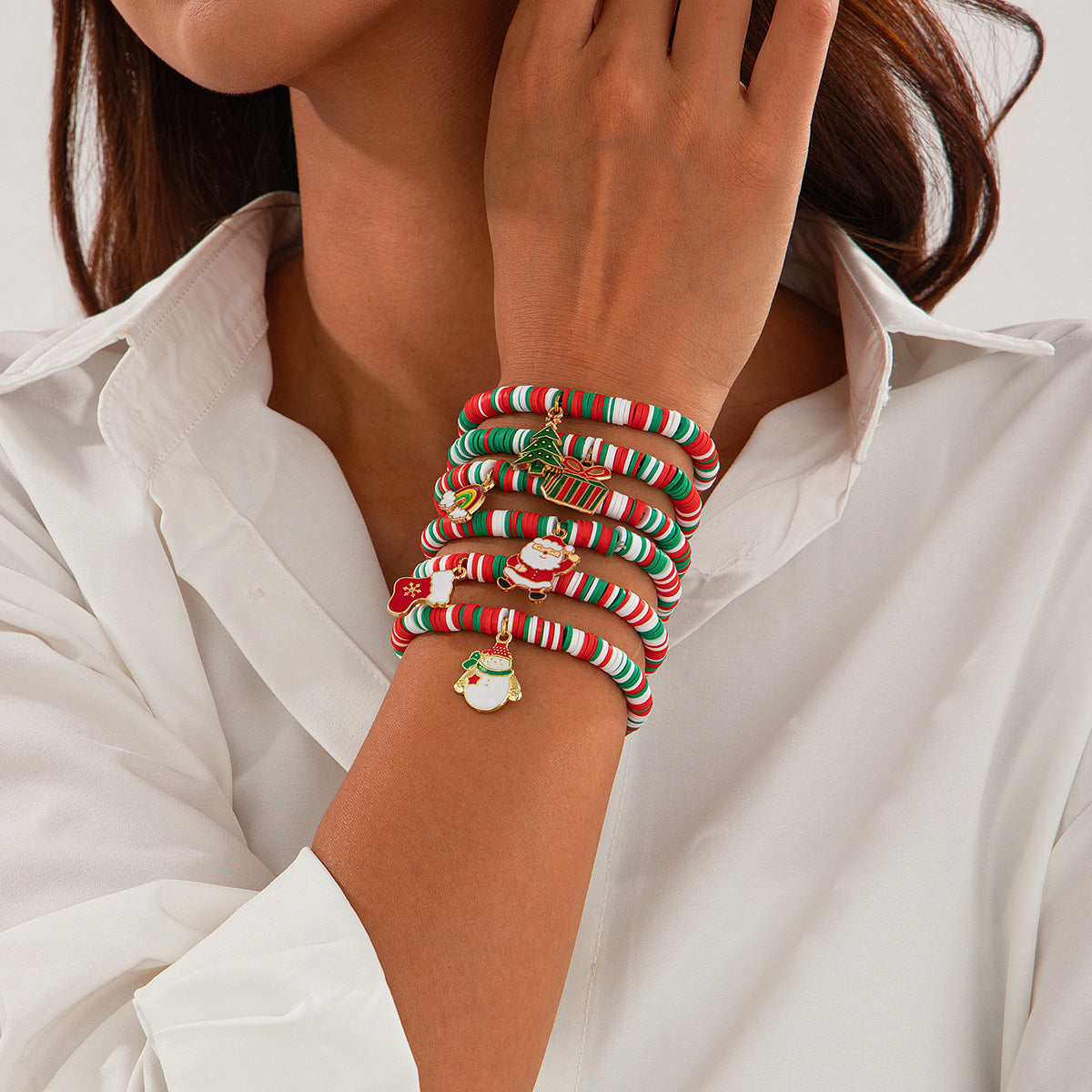 Minimalist Colorful Letter and Number Resin Beaded Bracelet Set Plated