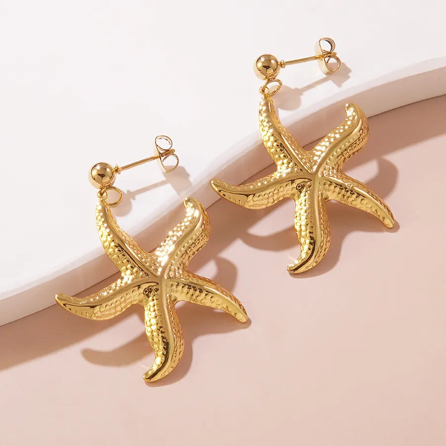 Minimalist Star Geometric Titanium Steel Plated Earrings