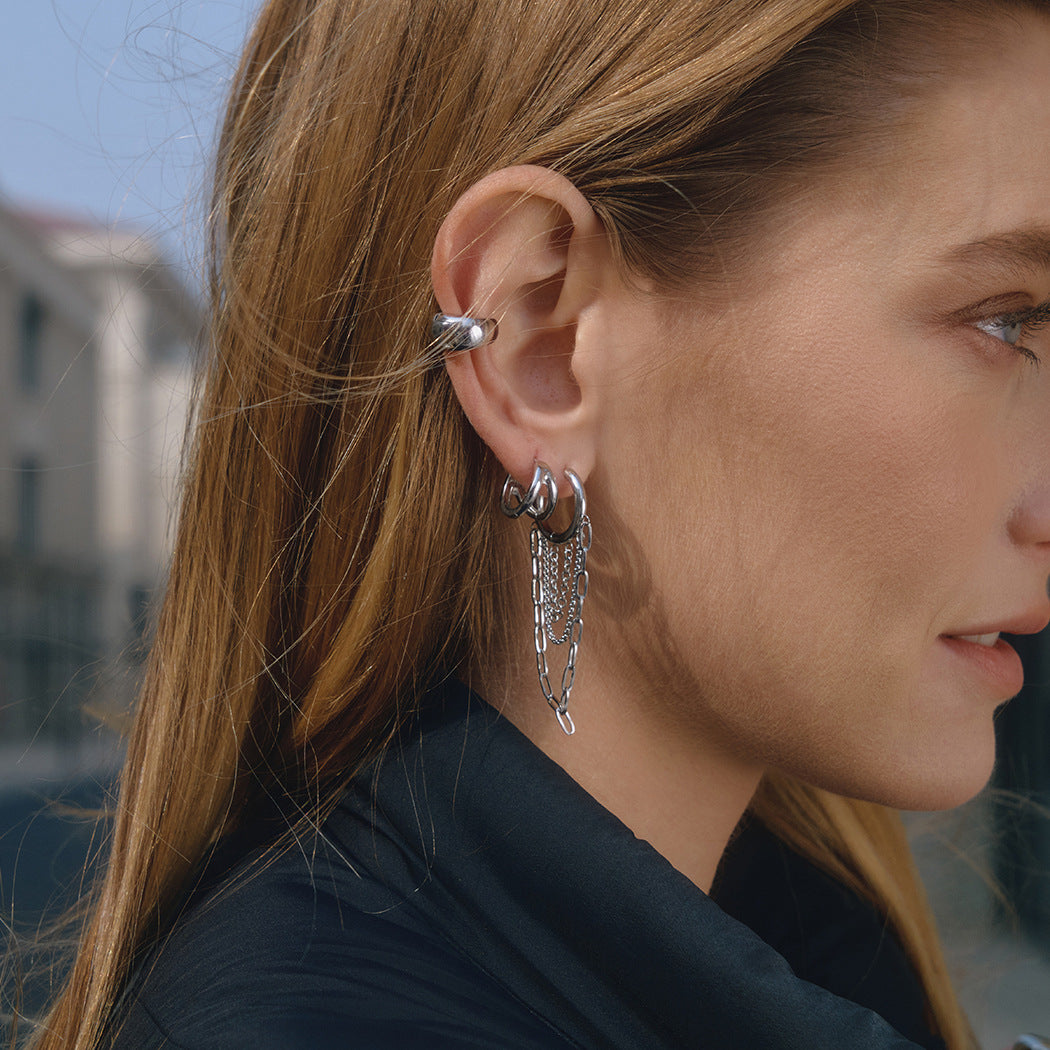 Minimalist Geometric Stainless Steel Plated Hoop Earrings for Women