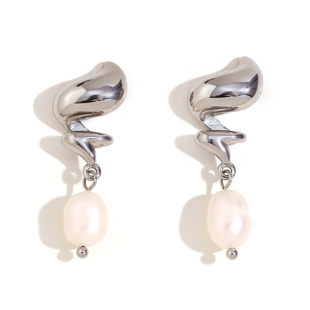 Orecchini a Clip da Donna in Acciaio Inox con Stampa Geometrica Serpente Vintage, Placcati Oro 18K