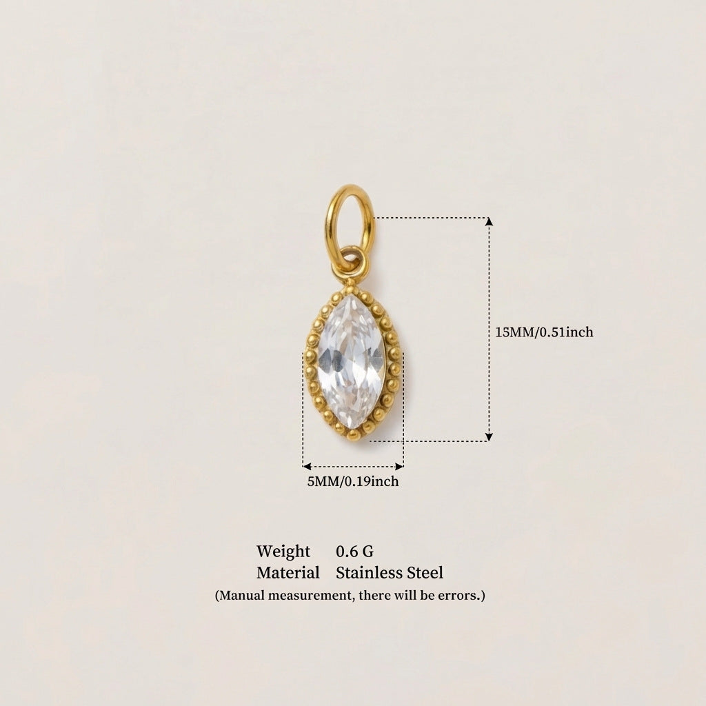 Colgante Vintage de Acero Inoxidable Bañado en Oro de 18K con Dije de Barra para Mujer