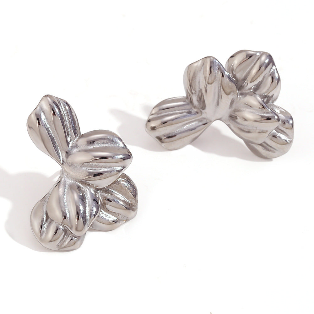 Vintage Geometric Stainless Steel Earrings with 18K Gold Plating for Women