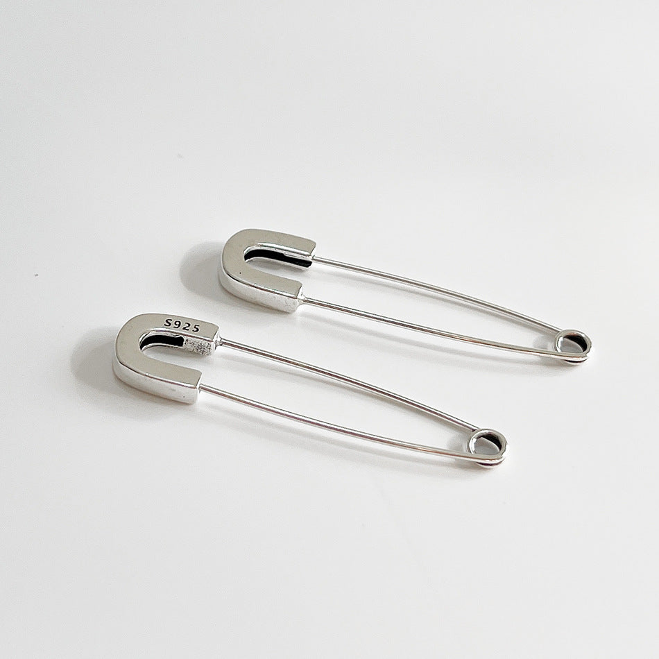 Vintage 925 Sterling Silver Teardrop Pin Earrings for Women