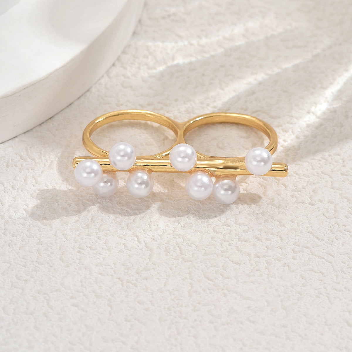 Set di anelli geometrici in lega con perle per donna, minimalista alla moda, impilabile, per l'indice
