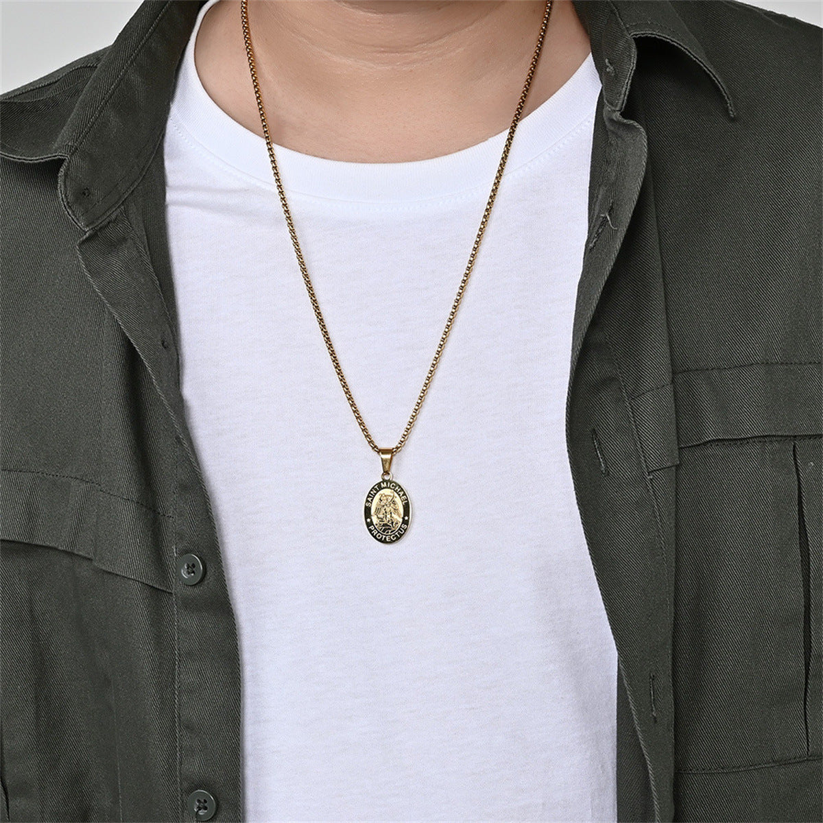Ins Style Geometric Pendant Necklace in Titanium Steel with Plated Finish on Pearl Chain for Unisex Daily Wear