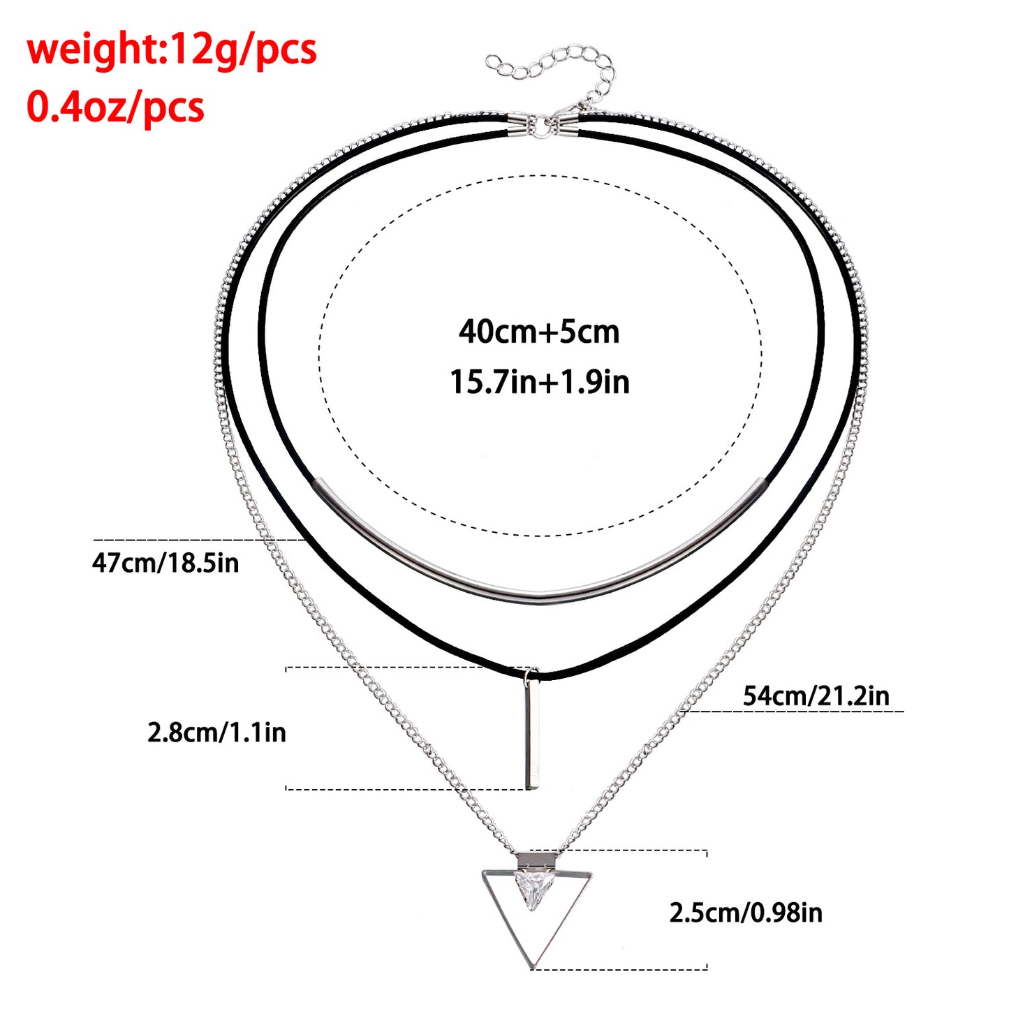 Geometric Triangle Zircon Pendant Necklace for Women with Alloy Chain and Electroplated Finish, Multi-Layer Clavicle Necklace