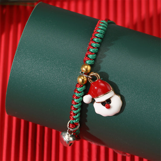 Handmade Adjustable Children's Bracelet with Santa Claus Pendant in Alloy for Girls Aged 6 to 10 Years