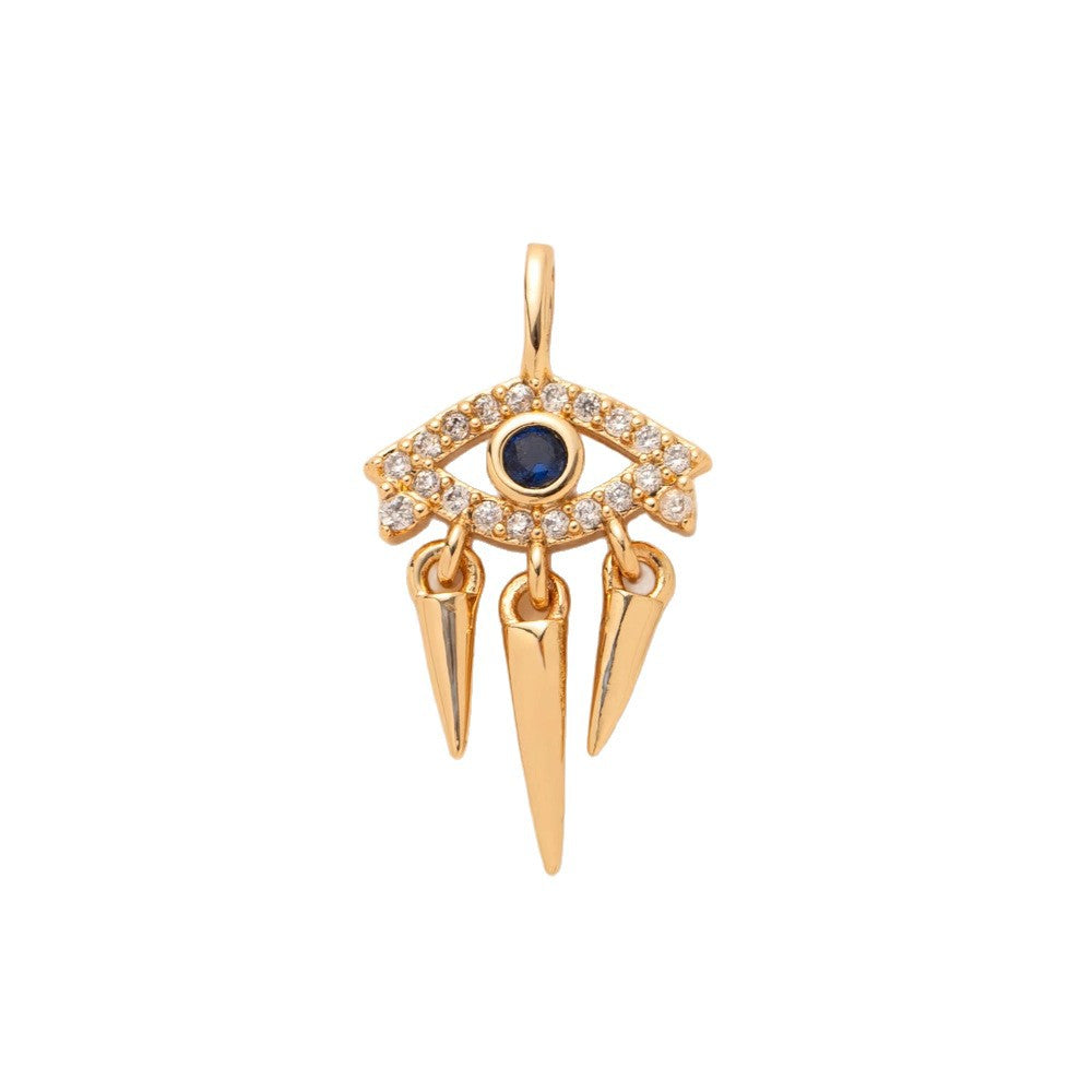 Vintage 18K Gold Plated Stainless Steel Star Cubic Zirconia Pendant Charm Bar PVD