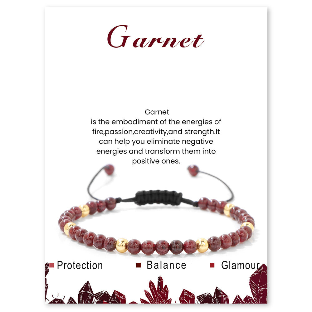 Minimalist Sweet Geometric Stone Beaded Bracelet Handmade Adjustable 4mm