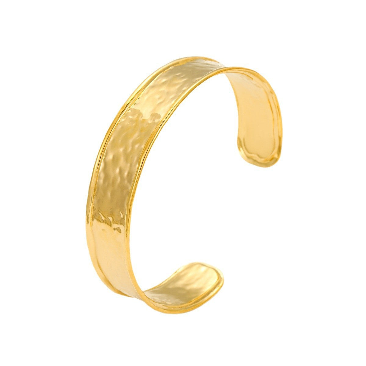 Pulsera de acero titanio de estilo vintage con acabado pulido y patrón circular texturizado para mujer