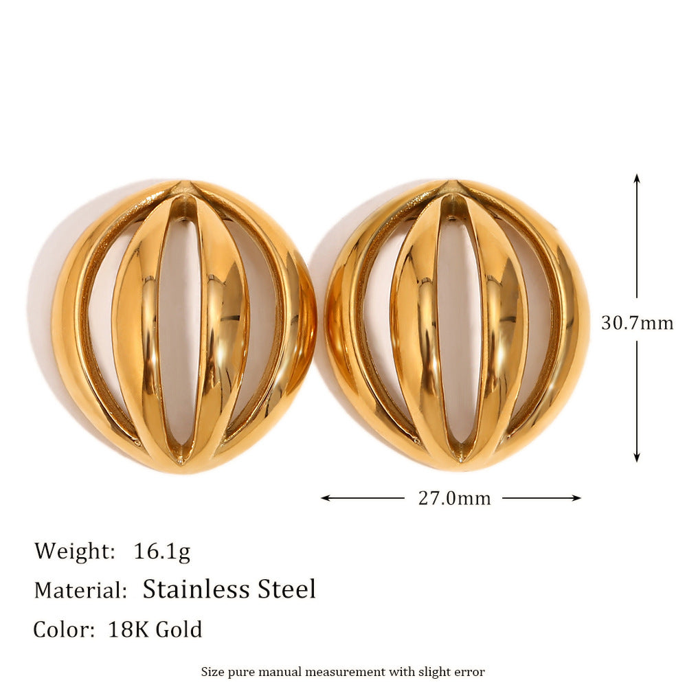 Orecchini a cerchio vintage eleganti geometrici tondi placcati oro 18 carati in acciaio inossidabile con perle
