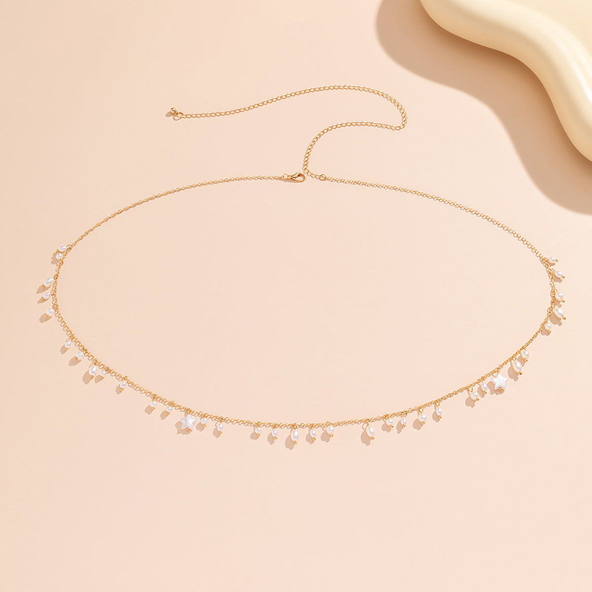 Minimalist Faux Pearl Tassel Metal Body Chain for Women
