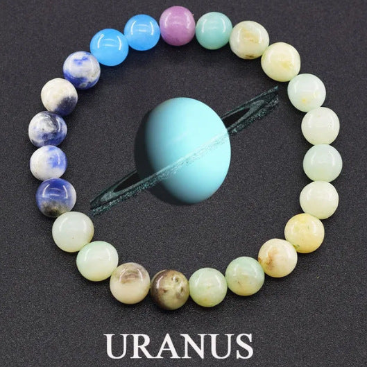 Elegant Natural Gemstone Round Beaded Bracelet Unisex Geometric Stretch Bangle Gift